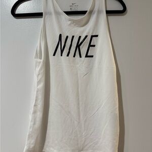 Nike Women's White Tank Top with Black Logo